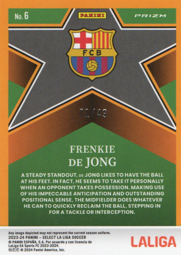 2023-24 Panini Select La Liga Frenkie de Jong Select "Stars" Tie Dye 01/49