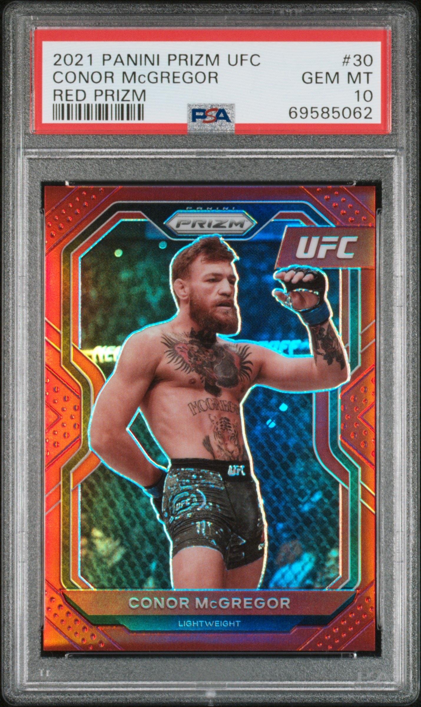 2021 Panini Prizm UFC Conor McGregor Red Prizm 245/275 PSA 10