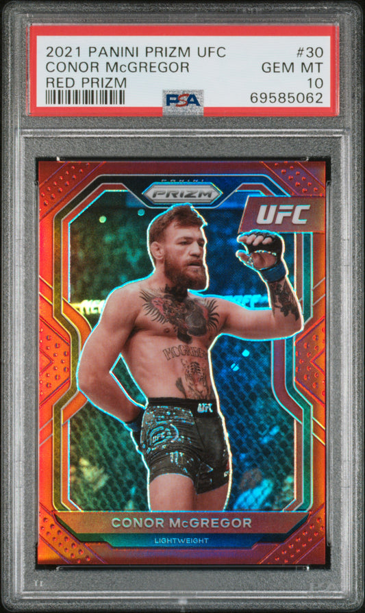 2021 Panini Prizm UFC Conor McGregor Red Prizm 245/275 PSA 10