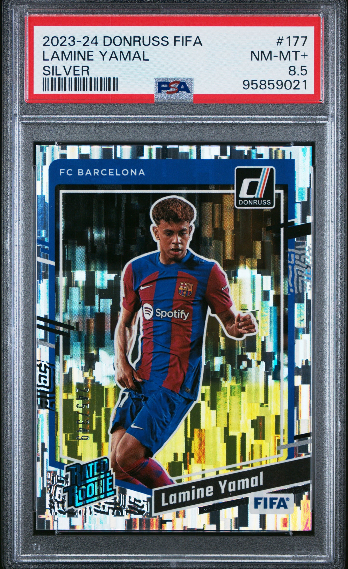 2023-24 Panini Donruss Lamine Yamal Rated Rookie Silver 245/349 PSA 8.5
