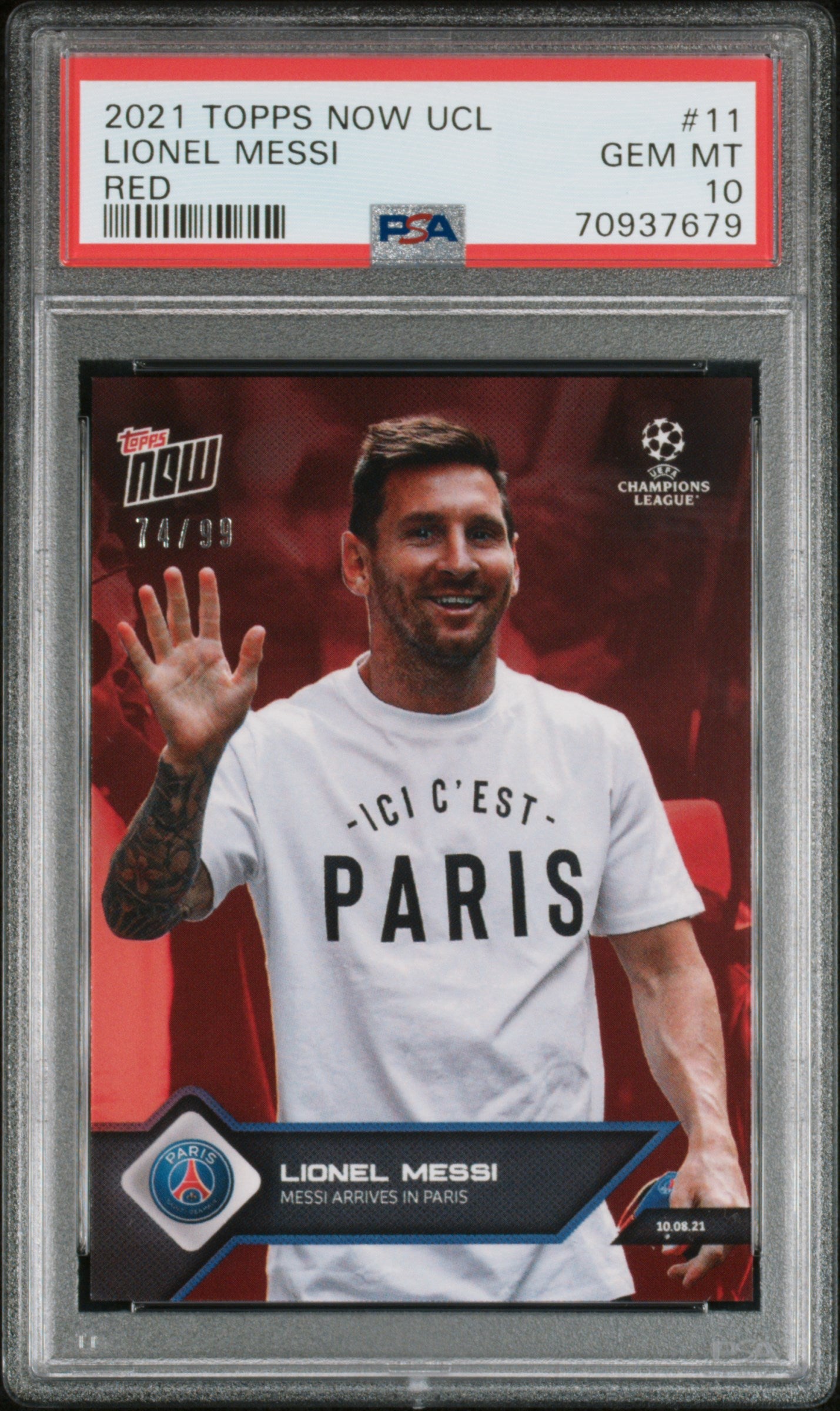 2021 Topps Now #11 Lionel Messi Red 74/99 PSA 10